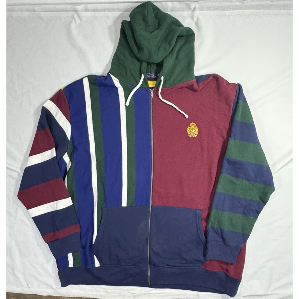 Ralph Lauren Hoodie Mens 4XLT Big Color Block Crest Full‎ Zip Jacket NWOT